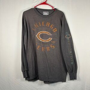NFL Chicago Bears Long Sleeve Shirt Mens Large Gray Distressed Graphic Tee